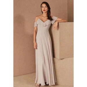 NWT BHLDN Jenny Yoo Mila Convertible Ruffle Maxi Dress in Woodrose